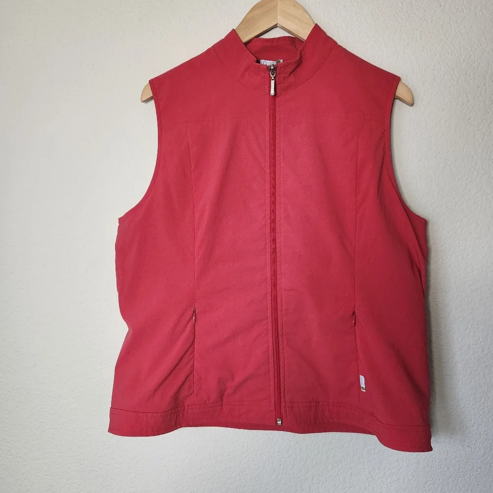 Women's Coral Izod Flex Vest Full Zip Zippered Pockets Size L